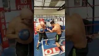 James Gogue working hand pads with Jaime Villegas