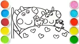 Peppa Pig and George Bed Drawing, Painting & Coloring For Kids and Toddlers_ Kids Art