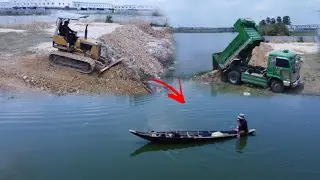 New Project!! Delete Pond Landfill Flooded area !! Bulldozer Push... Fisherman's pond.