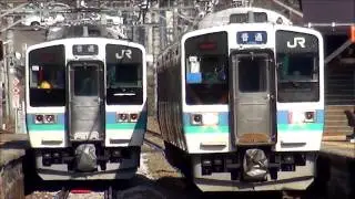 211系同士交換、姨捨駅。(警笛有り)