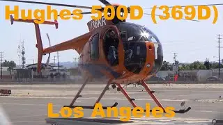 MD 500D (Hughes 500D/369D) engine start and hover at Los Angeles Whiteman Airport