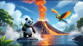 Volcano Adventure for Kids ❤️ | Animals Escape the Lava | Fun Cartoon Volcano Story 😍