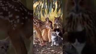 A Curious Fawn Approaches&hellip; and the Cats&rsquo; Unexpected Reaction #wildlife #animals #nature