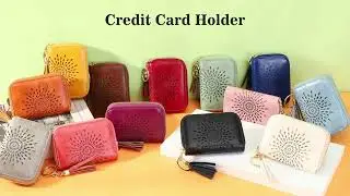 Zippered card holder with rfid protection women