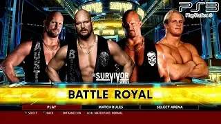 WWE 2K16 PS3 - StoneCold,StoneCold'97,StoneCold'03,StunningSteveAustin - 4-Man Battle Royal KO Match