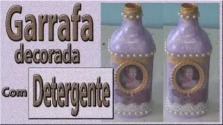 Garrafa decorada com a técnica do detergente