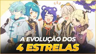 A Evolução Dos Personagens 4 Estrelas De Genshin - Genshin Impact #genshinimpact #dicasgenshin