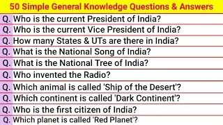 50 Simple General Knowledge Questions And Answers For School Students And Kids | India GK