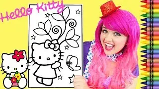 Coloring Hello Kitty Spring Flowers GIANT Coloring Book Page Crayola Crayons | KiMMi THE CLOWN