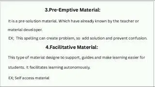 Development of ELT material/direct/indirect/pre-emptive/remedial/facilitate