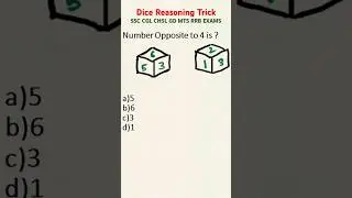 Dice Reasoning Tricks | SSC CGL CHSL RRB Reasoning questions #viralshort #sscresoning #ssccglcpocds