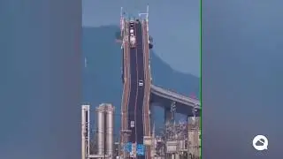 Optical illusion at Eshima Ohashi bridge (Japan)