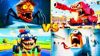 HOUSE HEAD Monster 🆚 McQueen Monster Tank 🆚 Police Car 🆚 Minions &ndash; Tiles Hop EDM Rush