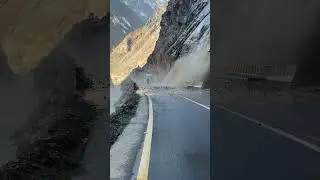 Truck crossed land sliding area #shortvideos #travel #lovemountains #beautifullake #nature #amazing