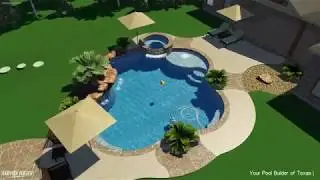 Custom Pool & Spa Design 30 x 33 in Montgomery, TX | 77316