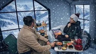 Winter Camping in the Mountains at &minus;12&deg;C | Inflatable Tent Experience