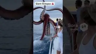 🚨 GIANT OCTOPUS ATTACK! Massive Kraken Emerges Next to the Boat! 🤯 #seamonster #octopus #kraken