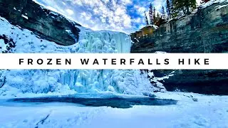 First Winter Hike to Frozen Waterfalls, Crescent Falls, Alberta Canada