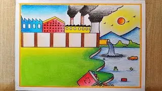 Air and Water Pollution Chart drawing | Stop pollution drawing| Environment Pollution Drawing