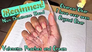 Using Valentino Beauty Pure for the first Time | Beginner | Extra Long Stiletto | Peaches and Cream