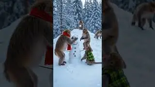 monkey and snow🌨️❄️ #cartoon #monkey video # kidscartoon