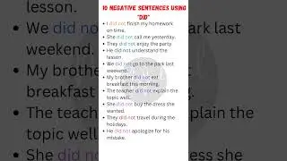 🚫 10 Negative Sentences with 