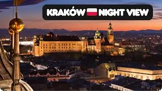 Krakow Drone view at night // Widok z drona na Kraków nocą 🏙️ 🇵🇱 (SIX RoofTop Krakow)