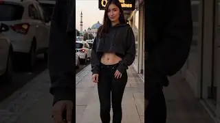 Cropped Hoodie Street Pose  All Black City Fit #urbanfashion #shortsstyle #casuallook