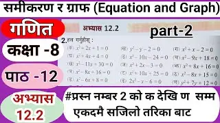 Class 8 Math Chapter 12 Exercise 12.2 Factorisation Method in nepali|Exercise12.2|Equation and Graph