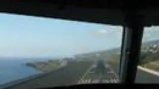 Airbus A320 cockpit view landing Madeira