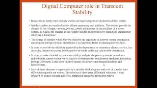 PSS  Lecture 37 Role of digital computer in transient Stability