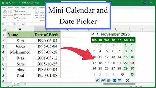 Insert Mini Calendar and Date Picker in Excel