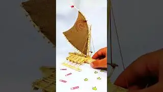 matchstick craft moana boat #shorts #matchstickcraft #scalemodel #craftypanda #diy #moana