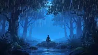 Dark Night Forest Rain & Piano 🎹 Calm Sleep Ambience