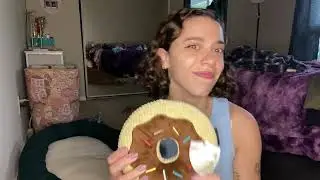 TrustyPup Tough 'N Fun Chocolate Donut Squeaky Plush Dog Toy, Chew Guard Technology - Brown, Large