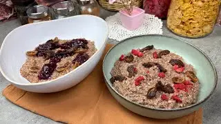 Budinca de ovaz cu lapte si cacao. Terci de ovaz cu prune si scortisoara.