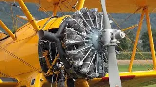Big Old RADIAL BIPLANE ENGINES Cold Start and Sound