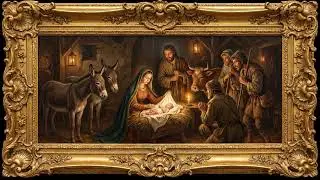Nativity Scene in a Golden Frame ✨ | 4K Frame TV Art | Birth of Jesus Christ