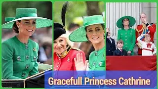 Princess Catherine looks striking in emerald green at trooping the colour || #houseoffashion #royals