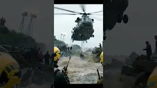 Flood Rescue: Army Helicopter Saves People Trapped in River