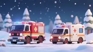 Emergency Vehicles in Snow 🚑🚒🚓❄️ | Winter Nursery Rhymes & Kids Songs