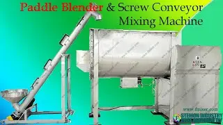 Double Paddle blender machine for powder mixer production with twin shaft by screw conveyor feeding