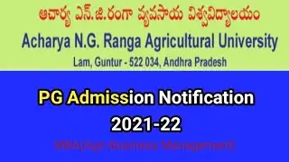 ANGRAU PG Admission Notification 2021-22 #angrauMBAangribusinessmanagement #sampathinformation