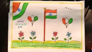 Republic Day Drawing 🇮🇳 | Easy Indian Flag Drawing | 26 January Special Art