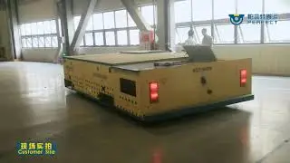 100 ton steel plate electric trackless transfer flat cart material handling equipment in warehouse