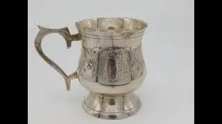 Vintage E.P.N.S Silver Tone Cup Art Nouveau Floral Engraved Stein Handled