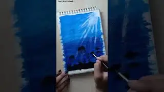 underwater drawing scenery for beginners /step by step #tutorial #underwater#water #fish #satisfying