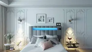 4ft6 Double Velvet Upholstered Bed with Hydraulic Storage, Bluetooth Stereo & LED Lights