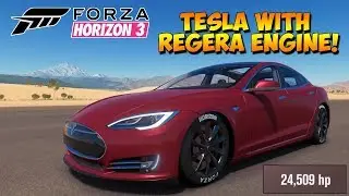 Forza Horizon 3 - Tesla With Koenigsegg Regera Engine - 25,000HP - Dev Mods