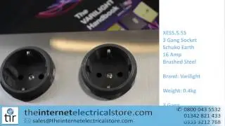 Varilight European 3 Gang Socket with Schuko Earth 16A Brushed Steel - XES5.5.5S